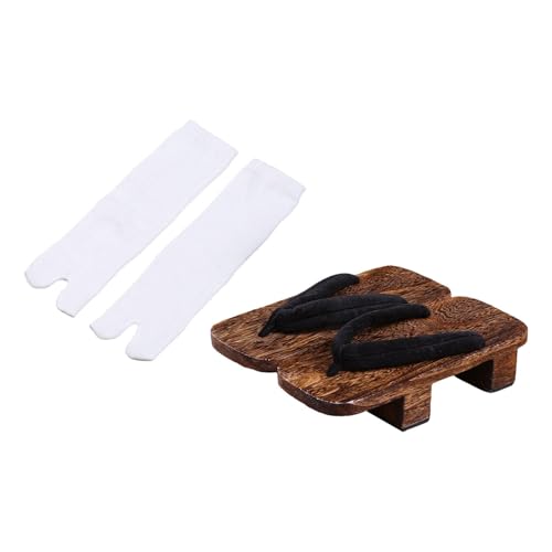 Harilla Japanische Holzclogs mit Tabi-Socken, Indoor Outdoor, Flip Flops, Cosplay-Sandalen, 440 Mm Schwarze von Harilla
