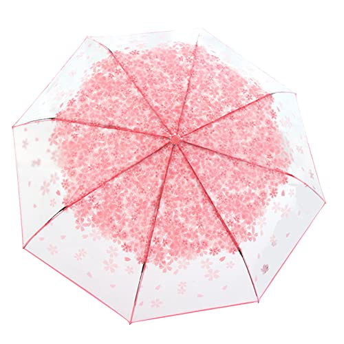 Harilla Klarer Blasenschirm, Faltbarer Regenschirm, Sakura, kompakt, für Damen, lang, süß, transparent, Kuppelschirm für Strandpicknicks, Dekoration für, ROSA von Harilla