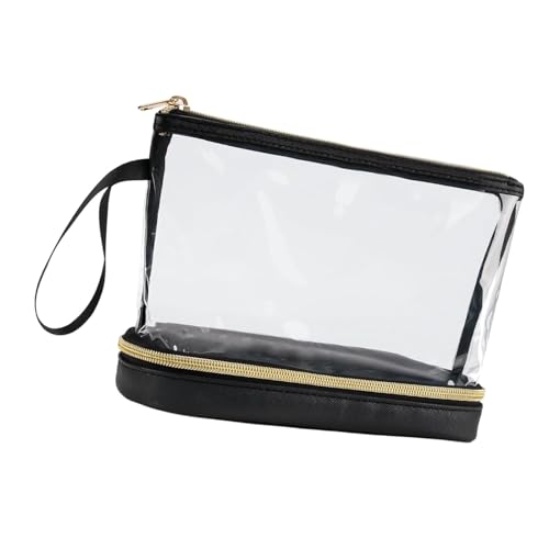 Harilla Kosmetikbeutel Make -up Organizer Doppelschicht vielseitig 22x9x16cm Leicht für Frauen Geldbeutel Toilettenartikel Fall wasserdichte Beutel, Schwarz von Harilla