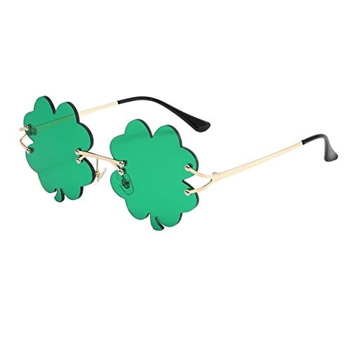 Harilla St. Patrick's Day Sonnenbrille, Grün Four Leaf Irland Sonnenbrille Leprechaun Kostüm Brille St. Patricks Day Accessoires für Partygeschenke Foto Requisiten, Dunkelgrün, Kleeblatt von Harilla