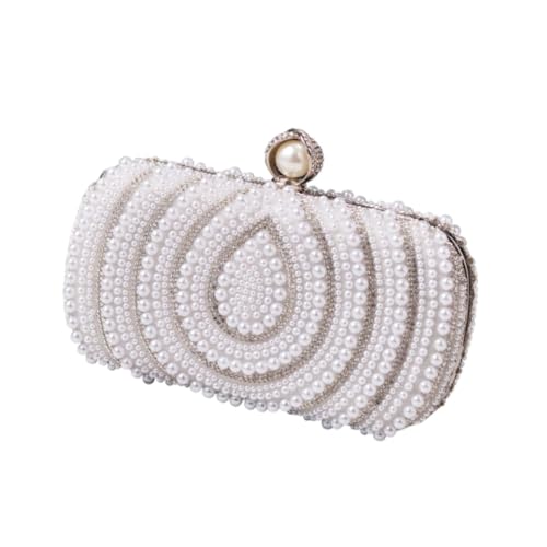 Harilla Perlenkupplung Geldbeutel Perlen Perlen formelle Abschlussball Dame Umhängetasche Perlbeutel, Weiß von Harilla