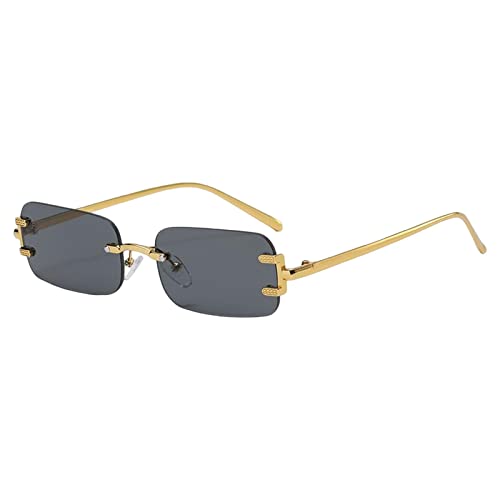 Harilla Randlose Sonnenbrille, Cosplay-Dekor, Vintage-Stil, rahmenlose Brille für Arbeit, Männer, Frauen, Camping, Schwarz und Gold von Harilla