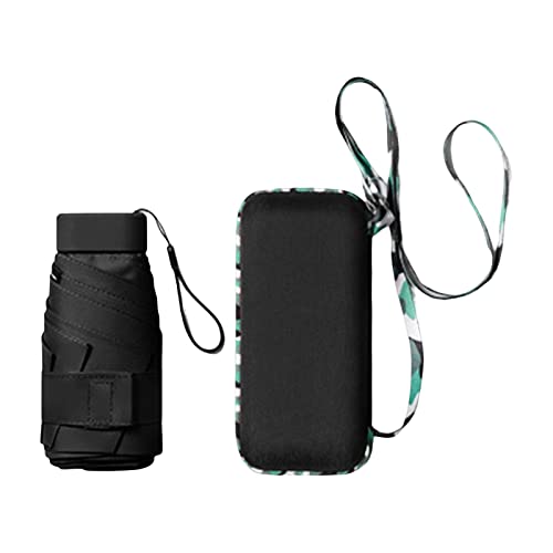 Harilla Reise-Regenschirm, Mini-Faltbarer kompakter Regenschirm mit Etui, Leichter tragbarer Regenschirm, Kleiner Sonnen- und Regen-Taschenschirm für Mädchen, Schwarz von Harilla