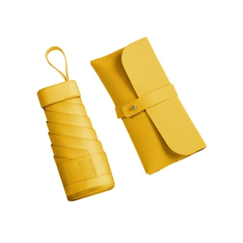 Harilla Reiseschirm Mini Regenschirm für Die Handtasche Leichter Persönlicher Manueller Starker Kleiner Taschenschirm Winddicht für Reisen Business, Gelb von Harilla