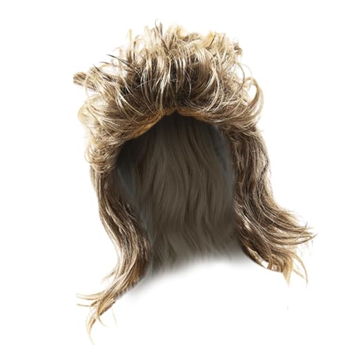 Harilla Rocker Charakter Kostüm Perücke Cosplay Perücke Retro Dress Up 70er Jahre Disco Perücke Kostüm Perücke für Geburtstag Halloween Freunde, Yellow A von Harilla