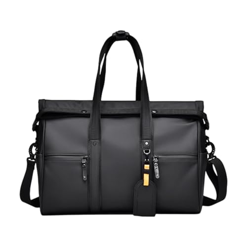 Harilla Schulterpack Männer Pendeln Handtasche Mehrzweck Modern, mit Griff, Freizeitpack Reisetasche für Am Wochenende Im Freien, Schwarz von Harilla