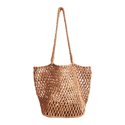 Harilla Sommerliche gewebte Tragetasche, Reise-/Urlaubstasche für Picknick, Shopping-Partys, Geschenk, Khaki von Harilla