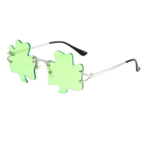 Harilla St. Patrick's Day Sonnenbrille, Grün Four Leaf Irland Sonnenbrille Leprechaun Kostüm Brille St. Patricks Day Accessoires für Partygeschenke Foto Requisiten, hellgrün, Kleeblatt von Harilla