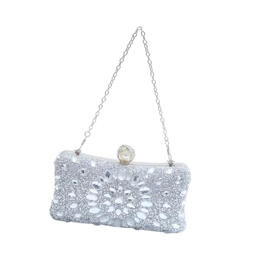 Harilla Strasssteine ​​Clutch Cut Satchel Chic Damenabend für das Engagement Bankett, Silber von Harilla