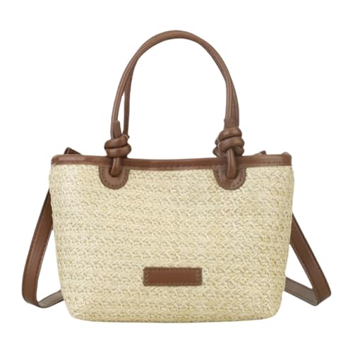Harilla Strohstrandtasche Handtasche Damen Geschenk großer Kapazität gewebter Geldbeutel Mode Umhängetasche zum Pool Outdoor Urlaub Picknick, Khaki von Harilla