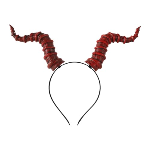 Harilla Teufelshörner-Stirnband, Schafshorn-Haarband für Festivalfeiern, Verkleidungen, Rote Hörner von Harilla
