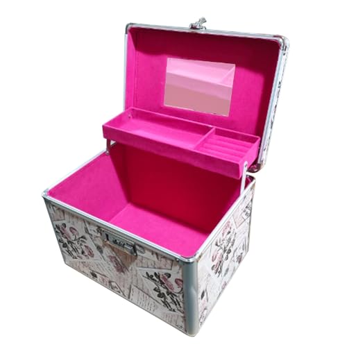 Harilla Tragbare Make-up-Tasche mit Spiegel, Make-up-Box-Organizer mit Tablett, wasserdichte Kosmetik-Aufbewahrungsbox für Damen-Reisezubehör, L-Umschlag von Harilla