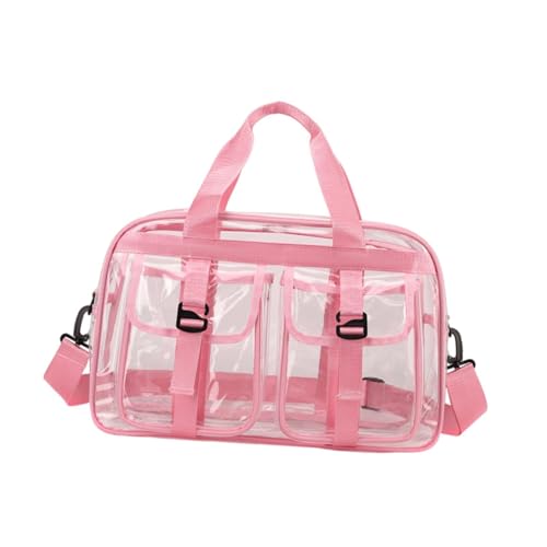 Harilla Transparente Tragetasche aus PVC mit Taschen, transparente Handtasche für den zu Sportveranstaltungen, Pink Rot von Harilla