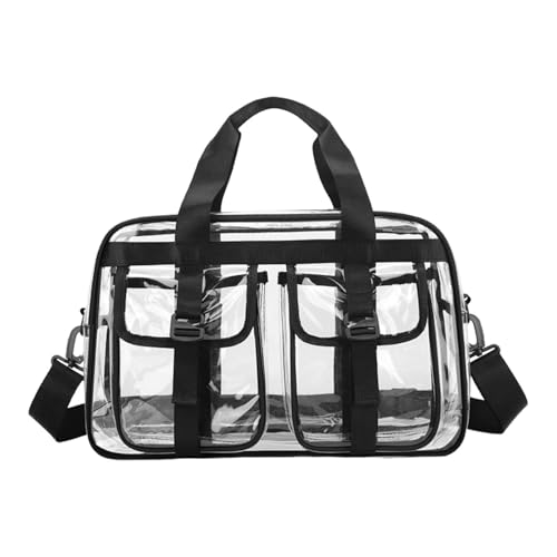 Harilla Transparente Tragetasche aus PVC mit Taschen, transparente Handtasche für den zu Sportveranstaltungen, Schwarz von Harilla