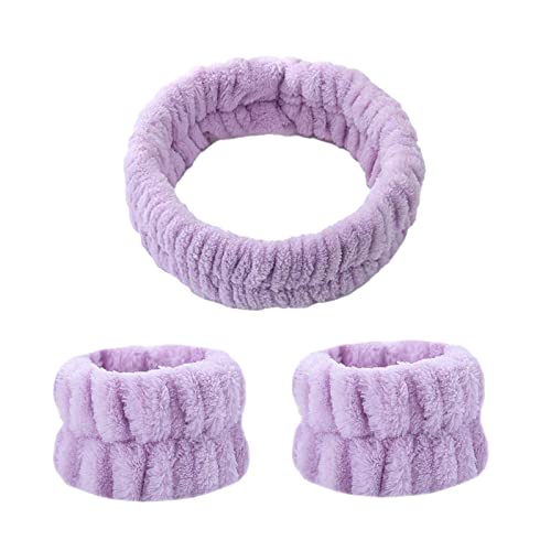 Harilla Wellness Stirnband Handgelenk Waschset mit 1 Mikrofaser Stirnband und 2 Handgelenk Waschbändern für Damen und Mädchen, Rosa von Harilla