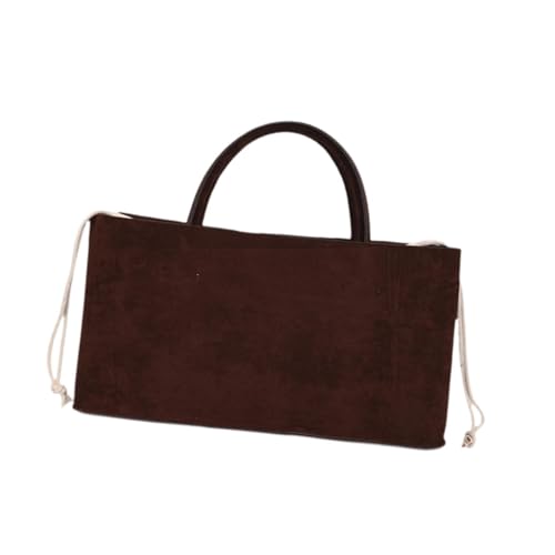 Harilla Wildleder-Einkaufstasche für Frauen Hobo Trendy einfache innere Kordelzug Tasche Kunstleder, Kaffee von Harilla