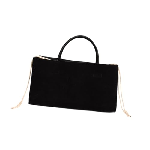 Harilla Wildleder-Einkaufstasche für Frauen Hobo Trendy einfache innere Kordelzug Tasche Kunstleder, Schwarz von Harilla
