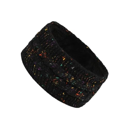 Harilla Winter-Strick-Stirnband, Kopfwickel, Ohrenwärmer, elastisches Haarband, Strick-Stirnband, Haar-Accessoires für Erwachsene und Frauen, Sport, Laufen, Schwarz von Harilla
