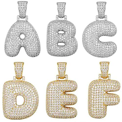 Harlembling Buchstaben-Anhänger aus massivem 925er-Sterlingsilber mit Eisblasen-Motiv, personalisierbar, Graffiti-Initiale, ideal für jede Kette. ICY, Metall, Zirkonia von Harlembling
