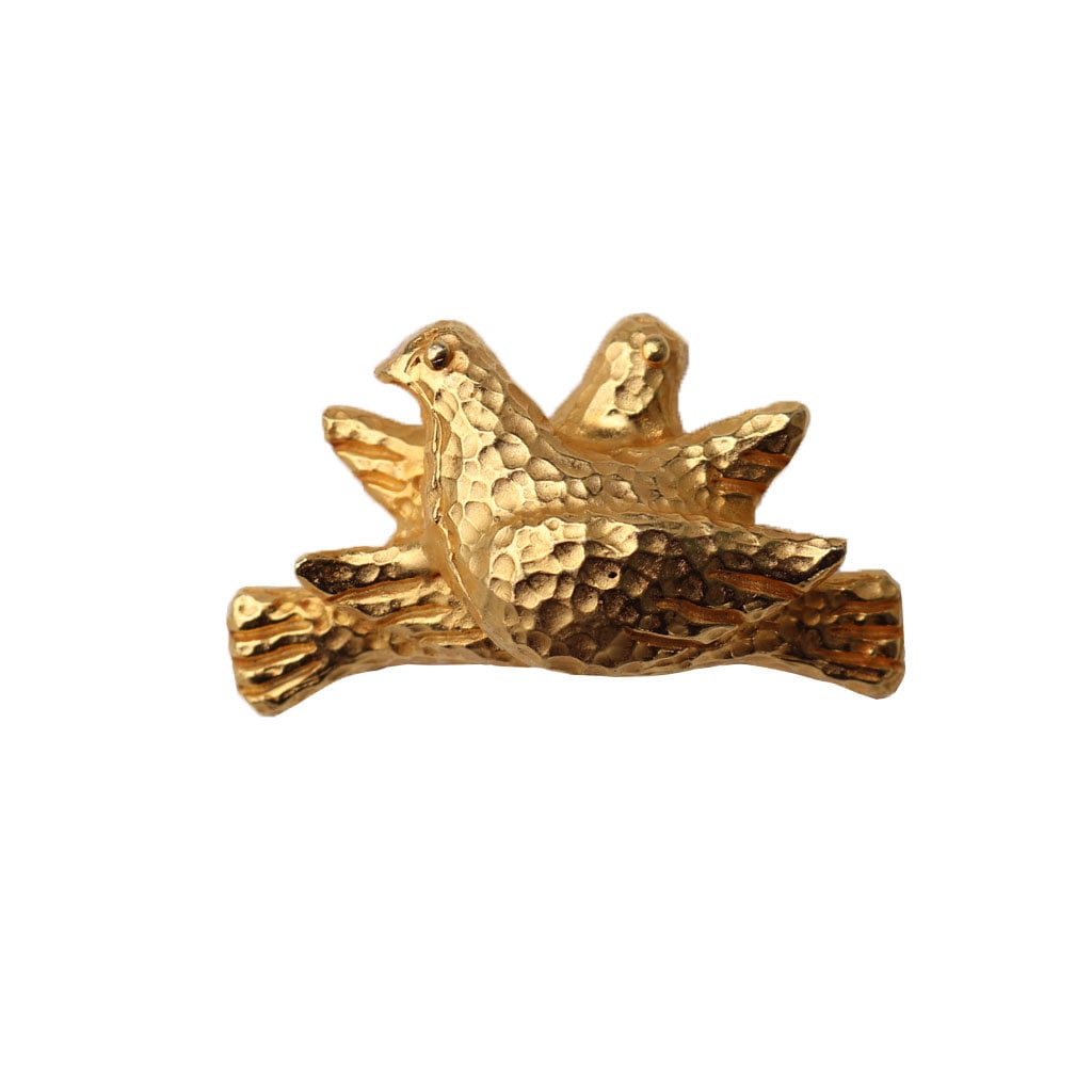 Dominique Aurientis Signierte Vintage Double Dove Gold Tone Geschlagene Brosche von HarlequinMarketHQM