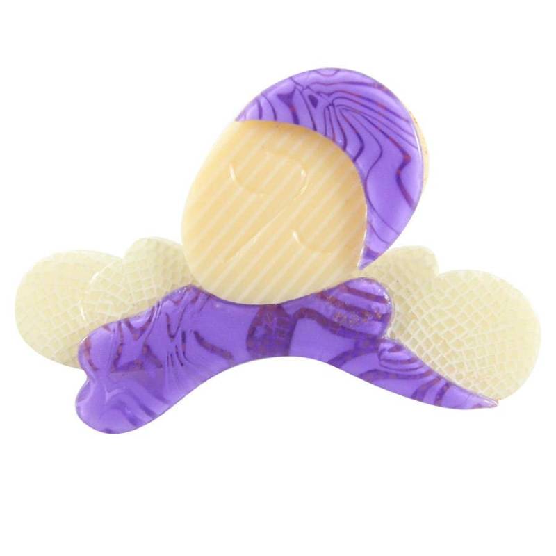 Lea Stein Columbine Flapper Girl Brosche Pin - Lila, Creme Lea Stein Columbine Flapper Girl Brosche Pin - Lila, Creme von HarlequinMarketHQM