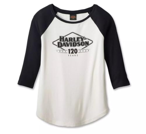 Harley Davidson Damen 3/4-Arm Shirt - Longsleeve - Motorrad Sweater für Frauen - Biker Sweatshirt mit Rundhalsauschnitt, L von Harley Davidson