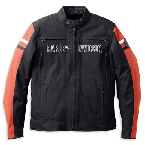 Harley-Davidson Herren Textiljacke Hazard Motorradjacke Motorrad Schutzjacke Funktionsjacke Protektorenjacke Wasserdicht, L von Harley Davidson