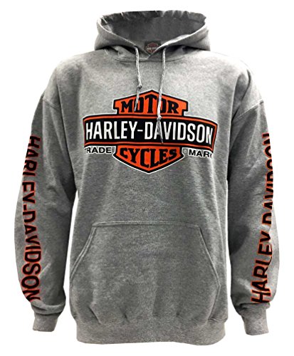 Harley-Davidson Men's Bar & Shield Logo Pullover Hooded Sweatshirt, Gray von Harley-Davidson