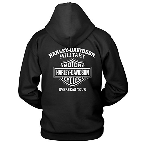 Harley Davidson Military – Herren Kapuzenpullover mit Totenkopf-Grafik – Overseas Tour | Handmade Willie - Schwarz - Small von Harley-Davidson