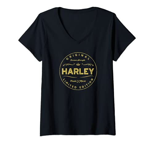 Damen Harley Vintage Decorative Design T-Shirt mit V-Ausschnitt Damen Harley Vintage Decorative Design T-Shirt mit V-Ausschnitt von Harley Vintage Design