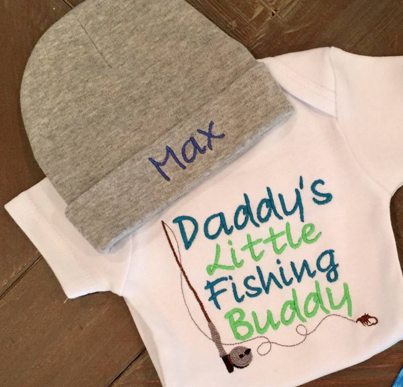 Papas Kleiner Angelfreund Bestickter Baby-Bodysuit, Baby-Dusche-Geschenk von HarleyAndPiper