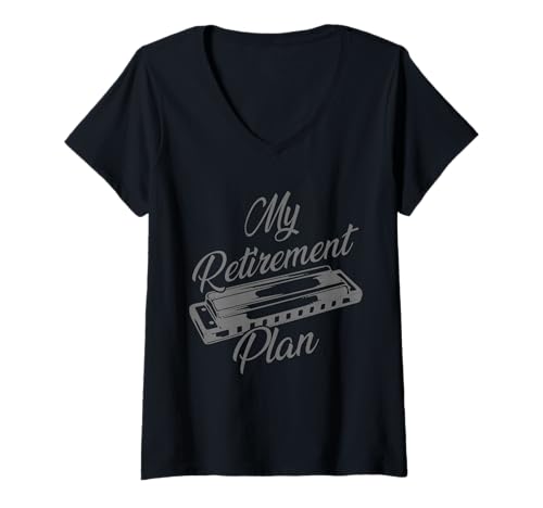 Damen Mundharmonika-Spieler Ruhestandsplan Blues Music Harmonicist T-Shirt mit V-Ausschnitt Damen Mundharmonika-Spieler Ruhestandsplan Blues Music Harmonicist T-Shirt mit V-Ausschnitt von Harmonica Player Apparel & Gifts