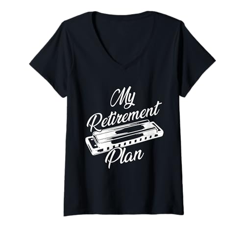 Damen Mundharmonika-Spieler Ruhestandsplan Blues Music Harmonicist T-Shirt mit V-Ausschnitt Damen Mundharmonika-Spieler Ruhestandsplan Blues Music Harmonicist T-Shirt mit V-Ausschnitt von Harmonica Player Apparel & Gifts