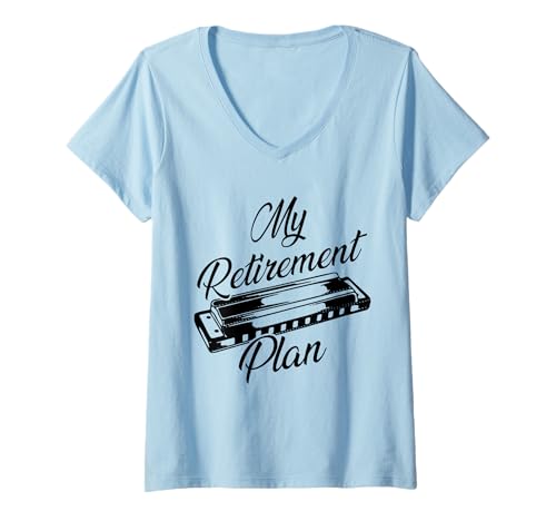 Damen Mundharmonika-Spieler Ruhestandsplan Blues Music Harmonicist T-Shirt mit V-Ausschnitt Damen Mundharmonika-Spieler Ruhestandsplan Blues Music Harmonicist T-Shirt mit V-Ausschnitt von Harmonica Player Apparel & Gifts