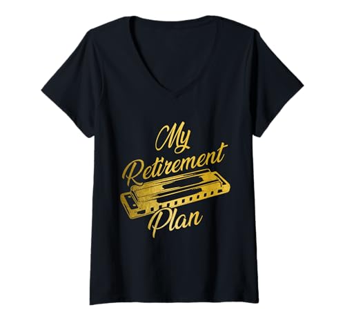 Damen Mundharmonika-Spieler Ruhestandsplan Blues Music Harmonicist T-Shirt mit V-Ausschnitt Damen Mundharmonika-Spieler Ruhestandsplan Blues Music Harmonicist T-Shirt mit V-Ausschnitt von Harmonica Player Apparel & Gifts