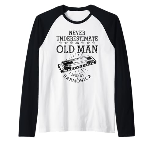 Herren Unterschätzen Sie nie einen Alten Mann mit einem Mundharmonika-Mundharmoniker Raglan Herren Unterschätzen Sie nie einen Alten Mann mit einem Mundharmonika-Mundharmoniker Raglan von Harmonica Player Apparel & Gifts