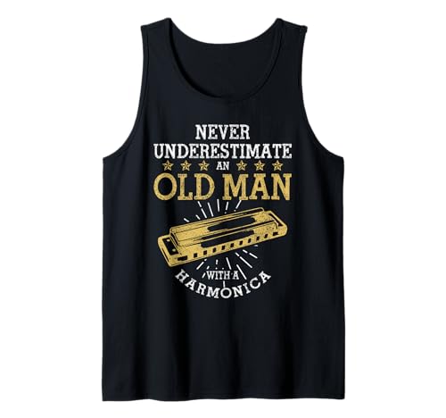 Herren Unterschätzen Sie nie einen Alten Mann mit einem Mundharmonika-Mundharmoniker Tank Top Herren Unterschätzen Sie nie einen Alten Mann mit einem Mundharmonika-Mundharmoniker Tank Top von Harmonica Player Apparel & Gifts