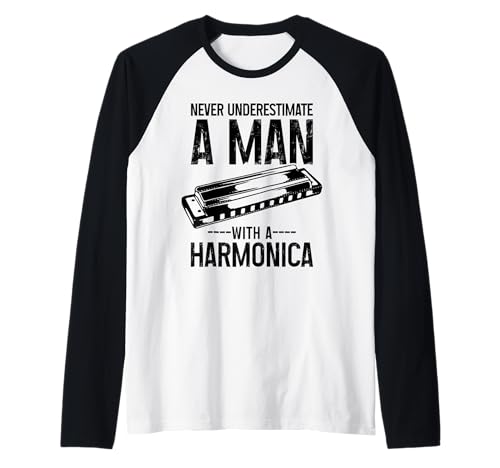Herren Unterschätzen Sie nie einen Mann mit einem Mundharmonika-Mundharmoniker Raglan Herren Unterschätzen Sie nie einen Mann mit einem Mundharmonika-Mundharmoniker Raglan von Harmonica Player Apparel & Gifts