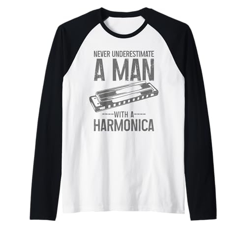 Herren Unterschätzen Sie nie einen Mann mit einem Mundharmonika-Mundharmoniker Raglan Herren Unterschätzen Sie nie einen Mann mit einem Mundharmonika-Mundharmoniker Raglan von Harmonica Player Apparel & Gifts