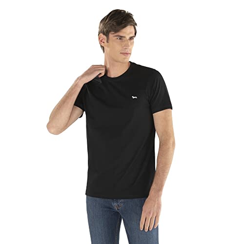 Haront und Blaine T-Shirt Basic Herren Man Boy Baumwolle Stretch Logo IN1001 Größe, Schwarz , XXL von Harmont & Blaine