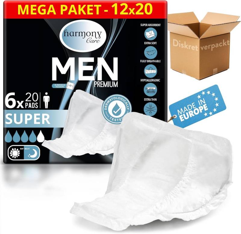 Harmony Care Inkontinenz-Einlage für Männer - Einlagen bei Inkontinenz für Herren, Saugkraft bis zu 470 ml, 240-St., bei leichter bis mittlerer Blasenschwäche Harninkontinenz Harmony Care Inkontinenz-Einlage für Männer - Einlagen bei Inkontinenz für Herren, Saugkraft bis zu 470 ml, 240-St., bei leichter bis mittlerer Blasenschwäche Harninkontinenz von Harmony Care