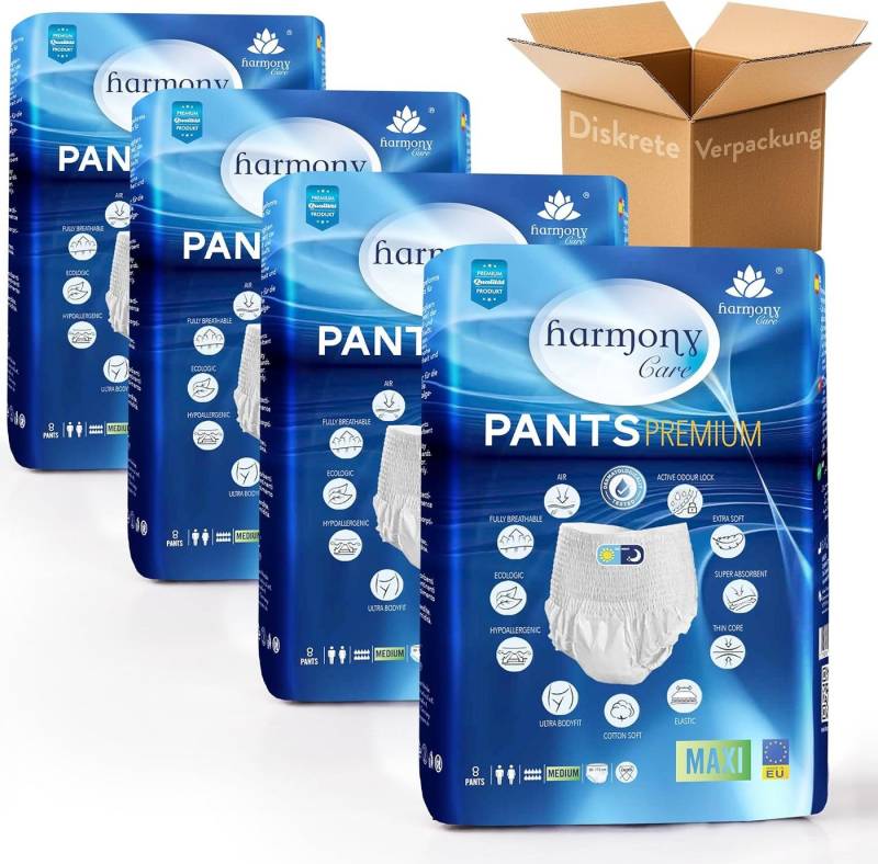 Harmony Care Windeln für Erwachsene - MAXI diskrete Windelhosen Pants (Erwachsenen Windel mit Auslaufsschutz, 28-St., saugstarke Inkontinenzpants für Frauen und Männer), mit bequemen Tragegefühl von Harmony Care