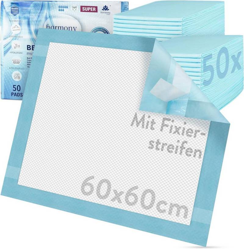 Inkontinenzauflage Bettunterlage mit Fixierstreifen, saugstarke Krankenunterlagen Harmony Care, rutschfeste Inkontinenzunterlagen einweg Nässeschutzauflage Inkontinenzauflage Bettunterlage mit Fixierstreifen, saugstarke Krankenunterlagen Harmony Care, rutschfeste Inkontinenzunterlagen einweg Nässeschutzauflage von Harmony Care