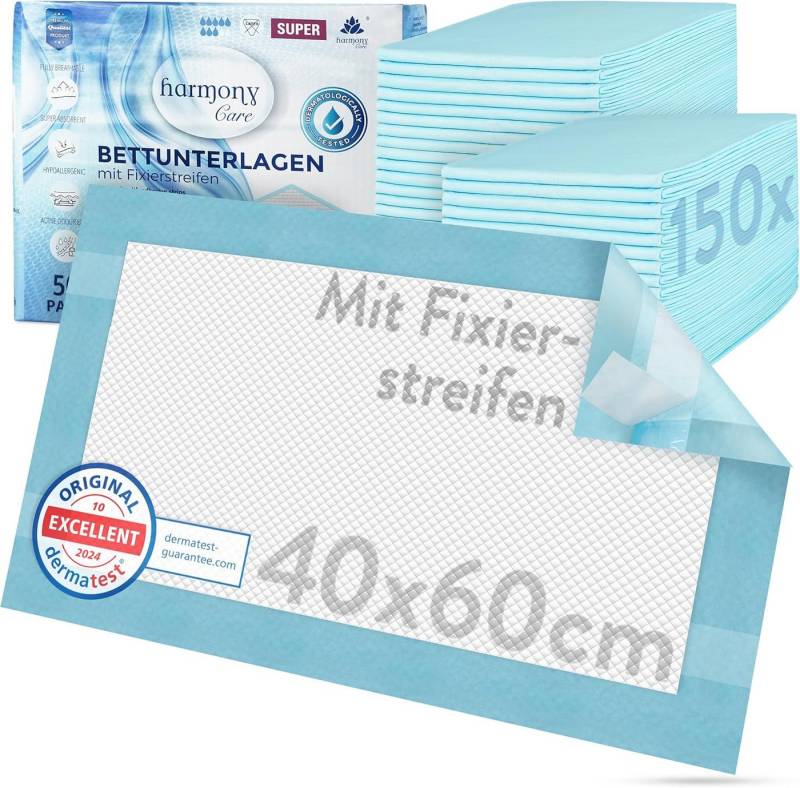 Inkontinenzauflage Bettunterlage mit Fixierstreifen, saugstarke Krankenunterlagen Harmony Care, rutschfeste Inkontinenzunterlagen einweg Nässeschutzauflage Inkontinenzauflage Bettunterlage mit Fixierstreifen, saugstarke Krankenunterlagen Harmony Care, rutschfeste Inkontinenzunterlagen einweg Nässeschutzauflage von Harmony Care