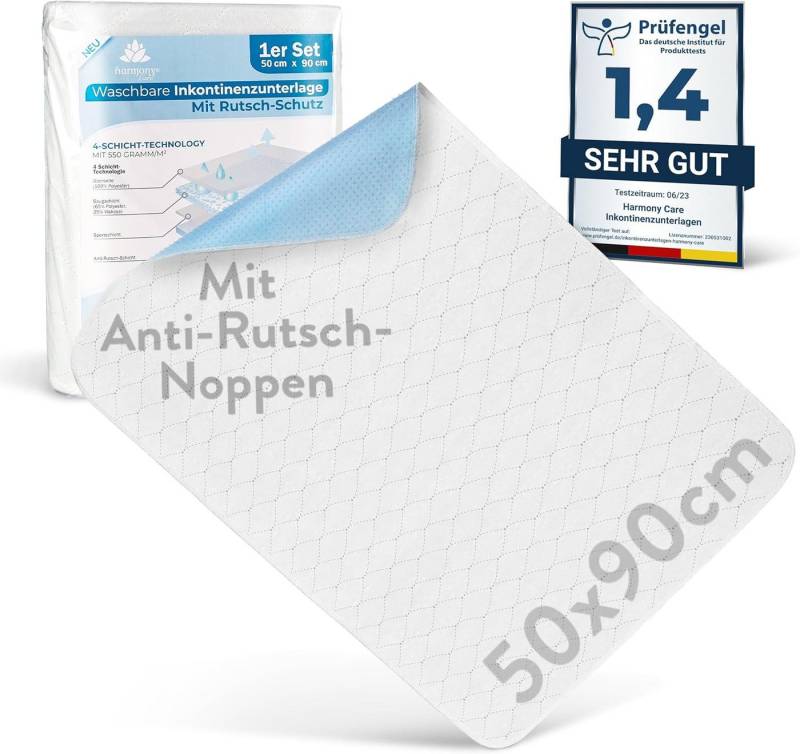 Inkontinenzauflage Inkontinenzunterlage waschbar mit ANTI-RUTSCH NOPPEN Harmony Care, saugstarke Nässeschutzauflage atmungsaktive Inkontinenz Bettunterlage Inkontinenzauflage Inkontinenzunterlage waschbar mit ANTI-RUTSCH NOPPEN Harmony Care, saugstarke Nässeschutzauflage atmungsaktive Inkontinenz Bettunterlage von Harmony Care