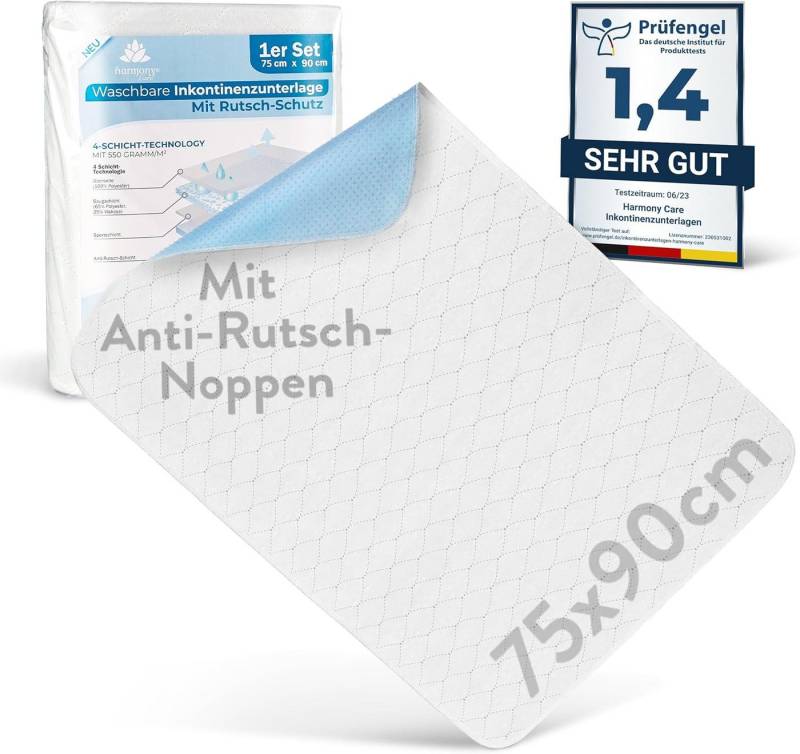 Inkontinenzauflage Inkontinenzunterlage waschbar mit ANTI-RUTSCH NOPPEN Harmony Care, saugstarke Nässeschutzauflage atmungsaktive Inkontinenz Bettunterlage Inkontinenzauflage Inkontinenzunterlage waschbar mit ANTI-RUTSCH NOPPEN Harmony Care, saugstarke Nässeschutzauflage atmungsaktive Inkontinenz Bettunterlage von Harmony Care