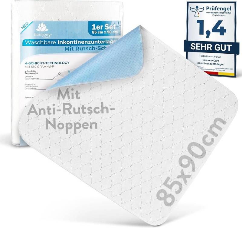 Inkontinenzauflage Inkontinenzunterlage waschbar mit ANTI-RUTSCH NOPPEN Harmony Care, saugstarke Nässeschutzauflage atmungsaktive Inkontinenz Bettunterlage Inkontinenzauflage Inkontinenzunterlage waschbar mit ANTI-RUTSCH NOPPEN Harmony Care, saugstarke Nässeschutzauflage atmungsaktive Inkontinenz Bettunterlage von Harmony Care