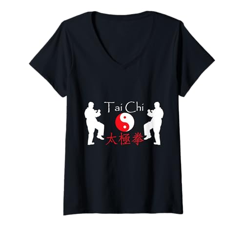 Damen Tai Chi Yin Yang Kampfsport-Design T-Shirt mit V-Ausschnitt Damen Tai Chi Yin Yang Kampfsport-Design T-Shirt mit V-Ausschnitt von Harmony Movement Designs