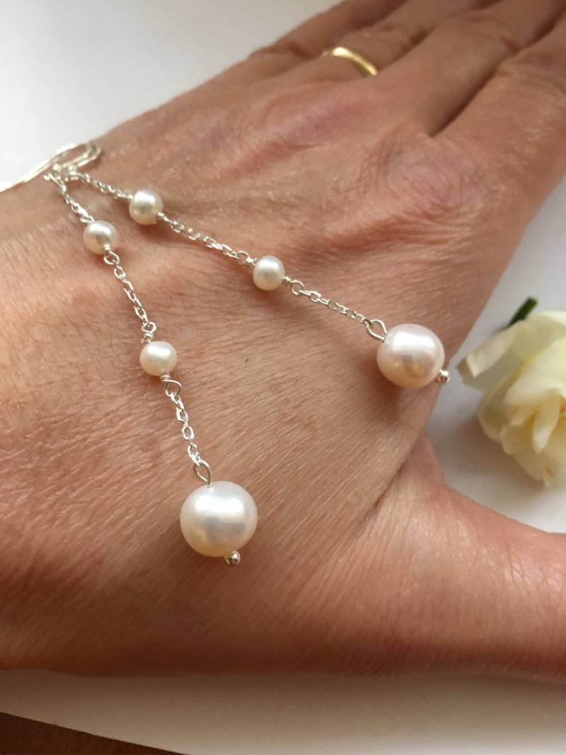 Lange Süßwasserperlen-Ohrringe Sterling Silber Braut Statement von HarmonyKreations