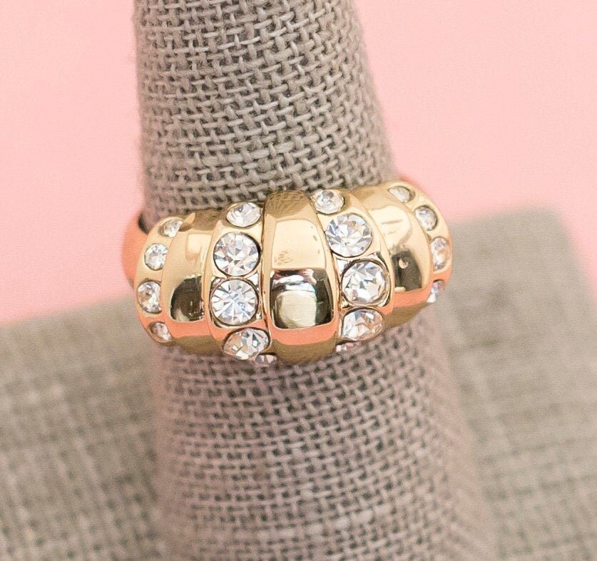 Vintage Gold Ton Diamant Regen Ring | Größe 8 Avon H15 von HarmonyVintageStore